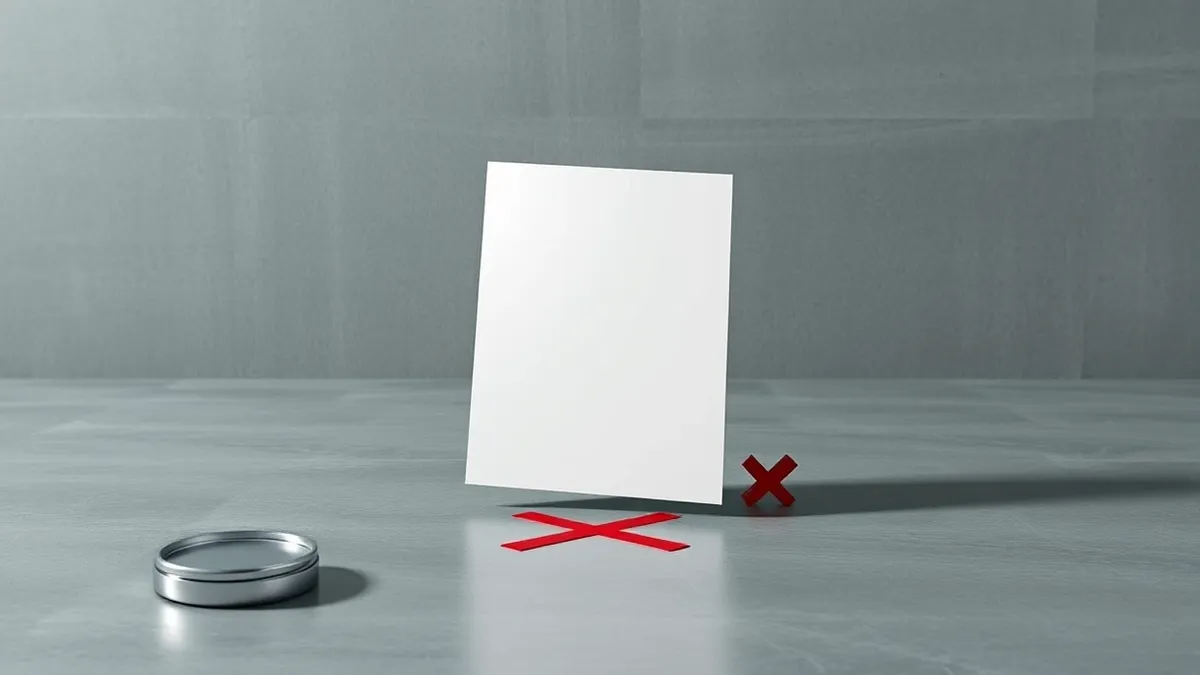 Illustration: A solitary white paper sheet floats in mid air, casting a sharp shadow on a gray concrete floor.