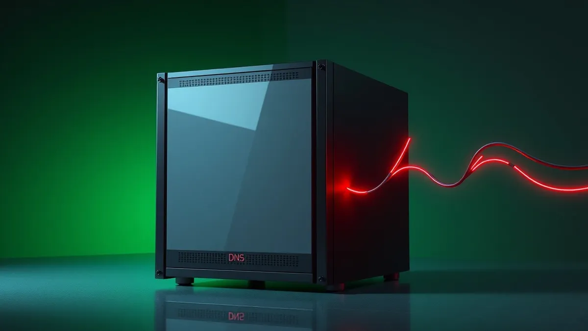 Illustration: A rack-mounted server with a blank front panel sits in a dim room.