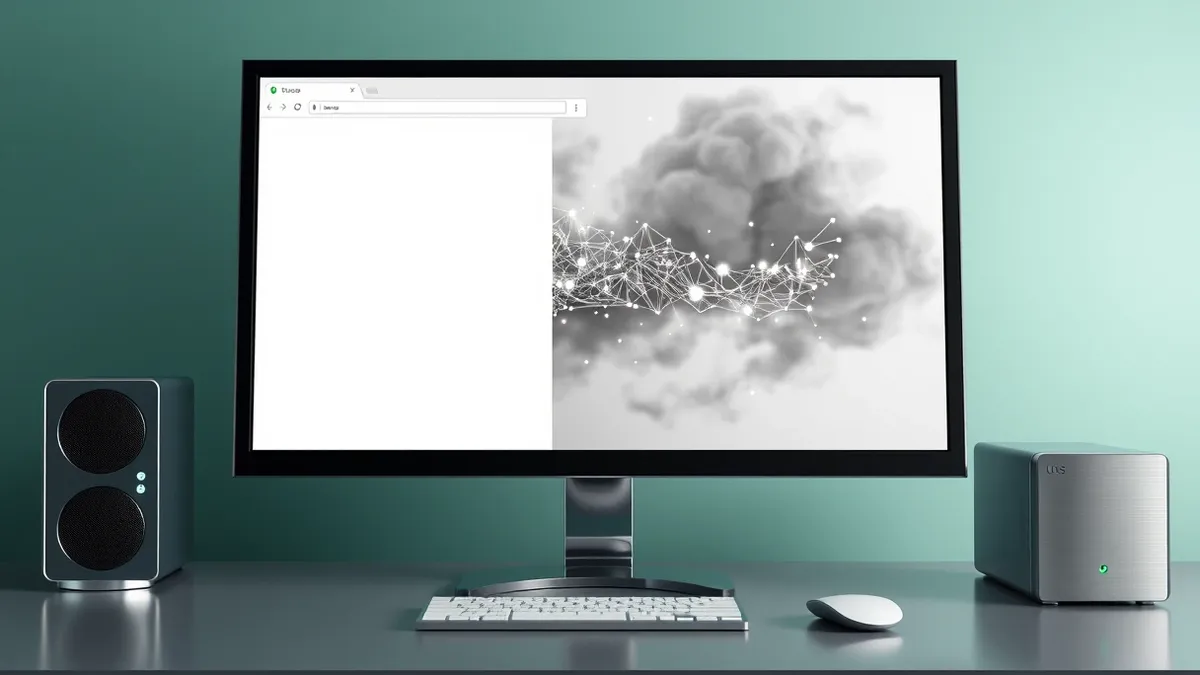 Illustration: A generic computer monitor displays a web browser window with a blank white page.