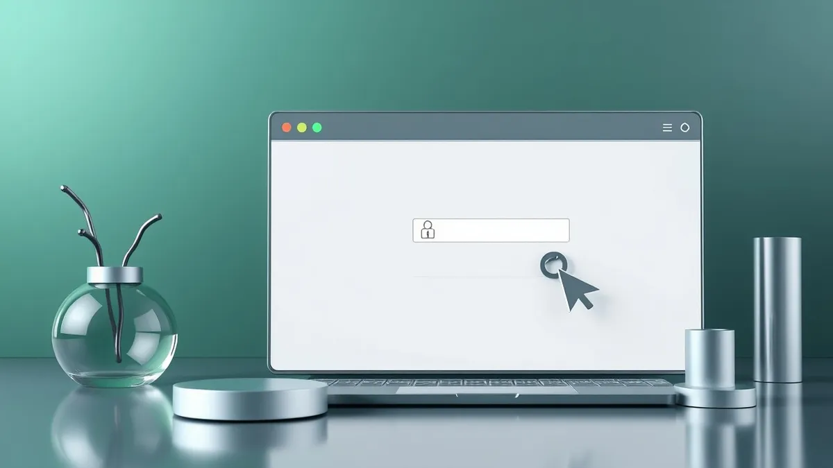 Illustration: A browser window displays a blank login form with an empty password field.