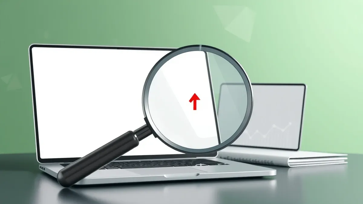 Illustration: A magnifying glass hovers over a blank digital dossier, focusing on a single red arrow pointing toward a generic target icon.